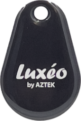 White Aztek company badge with Aztek logo