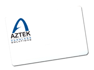 White card from Aztek, featuring the Aztek logo in the top left-hand corner