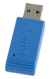 dongle USB bleu en premier plan avec un luxéo light derrière et une icône de tête de cable USB avec un check vert.